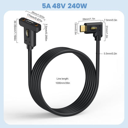 240W Type-C Male Elbow to Type-C Female Screw Fixed Panel Extension Cable with Ear, Length:1.8m - Cable & Adapters by buy2fix | Online Shopping UK | buy2fix