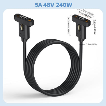 USB4 Type-C Female Ear to Type-C Female Ear Screw Fixed Panel Extension Cable, Length:0.3m - Cable & Adapters by buy2fix | Online Shopping UK | buy2fix