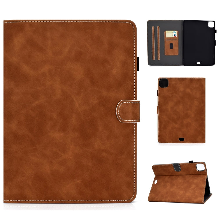 For iPad Air 2022 / 2020 10.9 Cowhide Texture Horizontal Flip Leather Case with Holder & Card Slots & Sleep / Wake-up Function(Brown) - iPad Air (2022) / (2020) 10.9 Cases by buy2fix | Online Shopping UK | buy2fix
