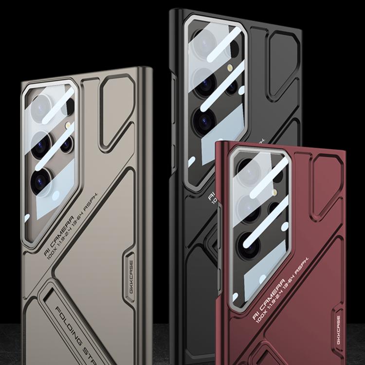 For Samsung Galaxy S25 Ultra 5G GKK Mech Style Ultra-thin Folding Holder Phone Case, Not Included Pen(Titanium Gray) - Galaxy S25 Ultra 5G Cases by GKK | Online Shopping UK | buy2fix