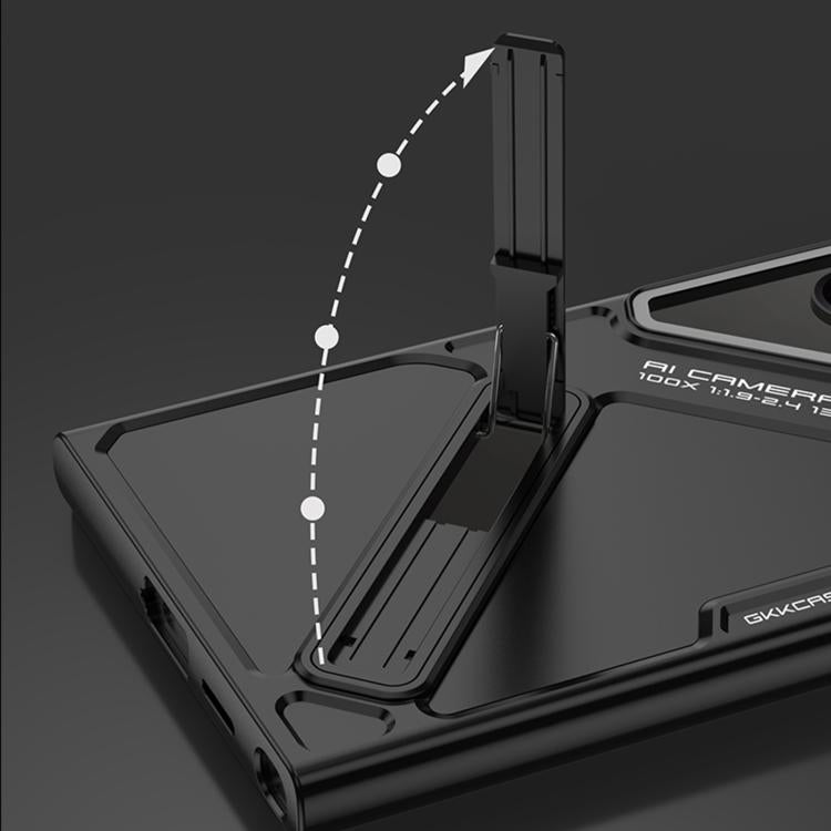 For Samsung Galaxy S24 Ultra 5G GKK Mech Style Ultra-thin Folding Holder Phone Case, Not Included Pen(Black) - Galaxy S24 Ultra 5G Cases by GKK | Online Shopping UK | buy2fix