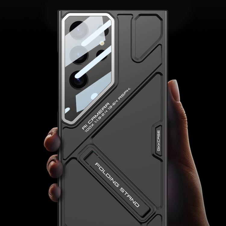 For Samsung Galaxy S23 Ultra 5G GKK Mech Style Ultra-thin Folding Holder Phone Case, Not Included Pen(Mountain Gray) - Galaxy S23 Ultra 5G Cases by GKK | Online Shopping UK | buy2fix
