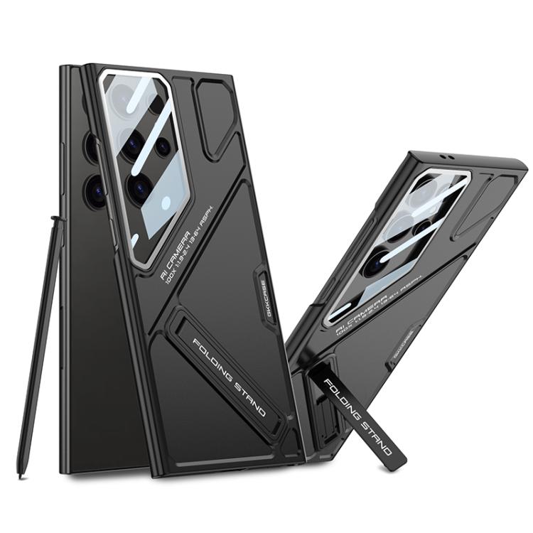 For Samsung Galaxy S23 Ultra 5G GKK Mech Style Ultra-thin Folding Holder Phone Case, Not Included Pen(Black) - Galaxy S23 Ultra 5G Cases by GKK | Online Shopping UK | buy2fix