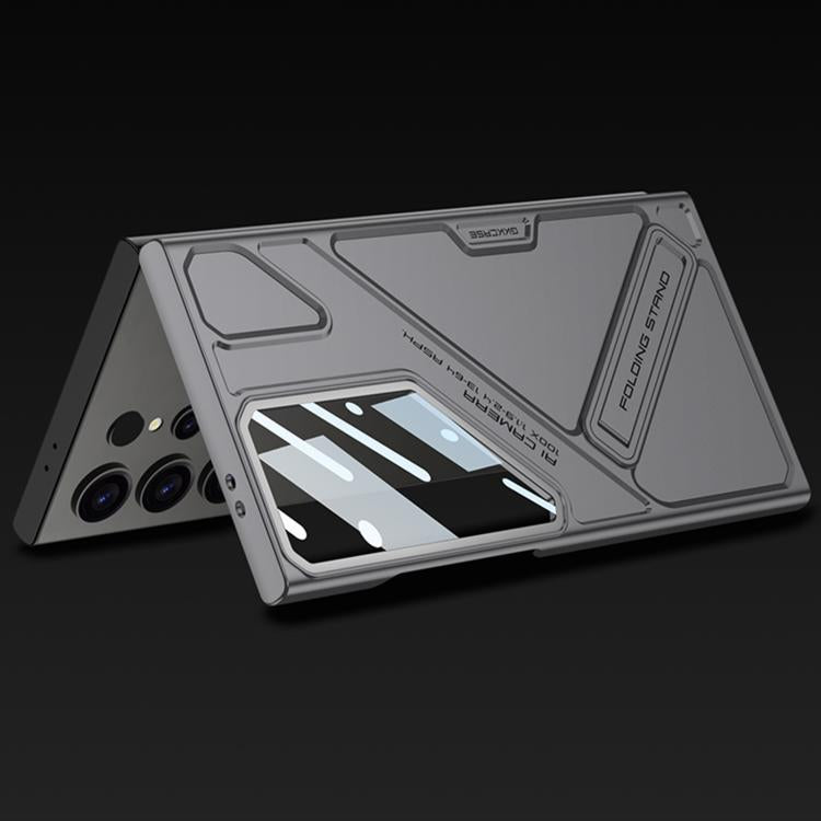 For Samsung Galaxy S23 Ultra 5G GKK Mech Style Ultra-thin Folding Holder Phone Case, Not Included Pen(Titanium Gray) - Galaxy S23 Ultra 5G Cases by GKK | Online Shopping UK | buy2fix