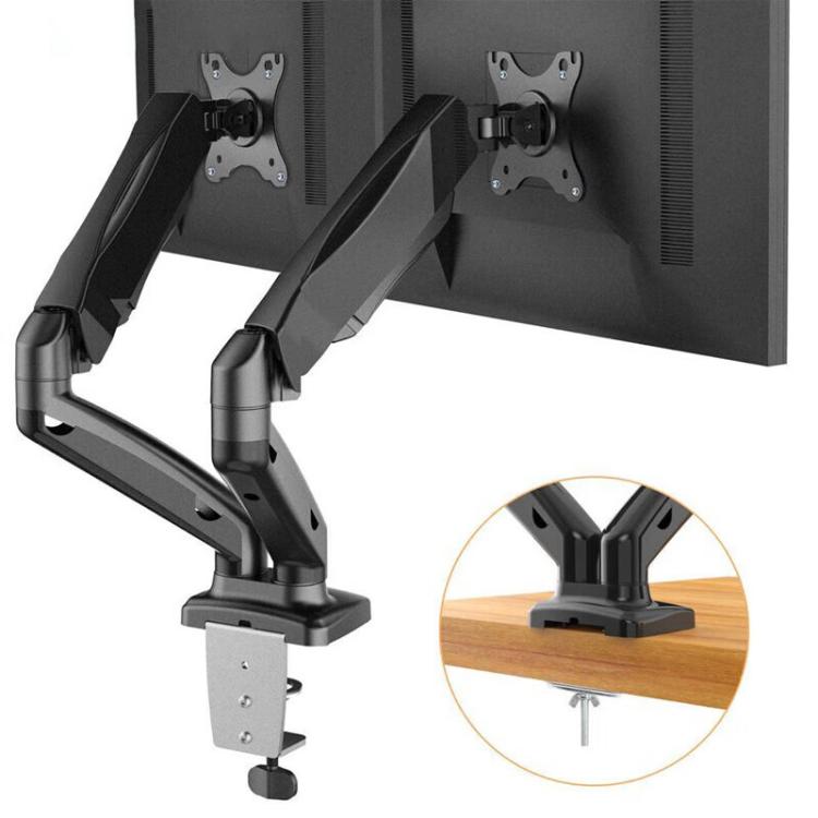 Lenovo Thinkplus ZJA1 Clip-on Desktop Dual-Arm Monitor Holder(Black) - Laptop Stand by Lenovo | Online Shopping UK | buy2fix