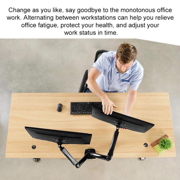 Lenovo Thinkplus ZJA1 Clip-on Desktop Dual-Arm Monitor Holder(Black) - Laptop Stand by Lenovo | Online Shopping UK | buy2fix