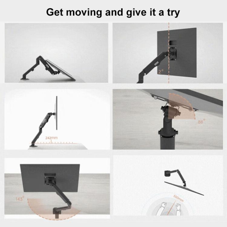 Lenovo Thinkplus ZJA1 Clip-on Desktop Dual-Arm Monitor Holder(Black) - Laptop Stand by Lenovo | Online Shopping UK | buy2fix