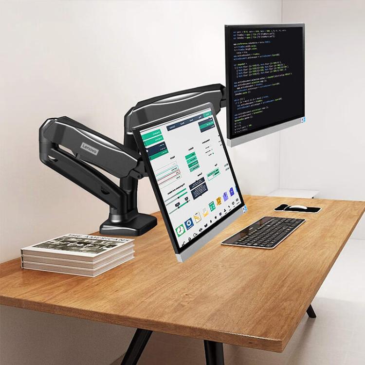 Lenovo Thinkplus ZJA1 Clip-on Desktop Dual-Arm Monitor Holder(Black) - Laptop Stand by Lenovo | Online Shopping UK | buy2fix