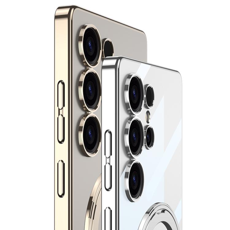 For Samsung Galaxy S25 Ultra 5G GKK PC Phone Case with Magnetic Rotating Holder, Not Included Pen(Transparent Gold) - Galaxy S25 Ultra 5G Cases by GKK | Online Shopping UK | buy2fix