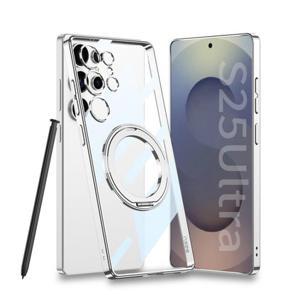 For Samsung Galaxy S25 Ultra 5G GKK PC Phone Case with Magnetic Rotating Holder, Not Included Pen(Silver) - Galaxy Phone Cases by GKK | Online Shopping UK | buy2fix