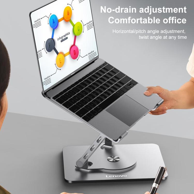 Lenovo Thinkplus ZJA7 360 Degree Rotating Laptop Heat Dissipation Metal Holder(Grey) - Laptop Stand by Lenovo | Online Shopping UK | buy2fix