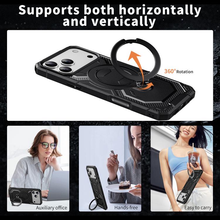 For iPhone 17 Pro Frosted MagSafe Holder Phone Case(Black) - iPhone 17 Pro Cases by buy2fix | Online Shopping UK | buy2fix