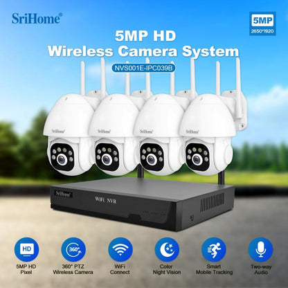 SriHome NVS001E-IPC039B 5MP 8CH HD NVR Wireless Cameras Set, Plug:US Plug - Video Recorder Kit by SriHome | Online Shopping UK | buy2fix