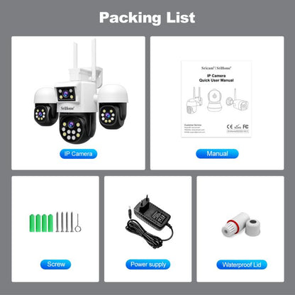 SriHome SH069 8MP 3X Digital Zoom HD Quad-lens Security Camera, Plug:EU Plug - Wireless Camera by SriHome | Online Shopping UK | buy2fix