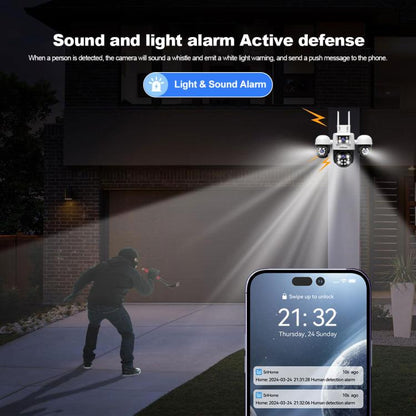 SriHome SH069 8MP 3X Digital Zoom HD Quad-lens Security Camera, Plug:EU Plug - Wireless Camera by SriHome | Online Shopping UK | buy2fix