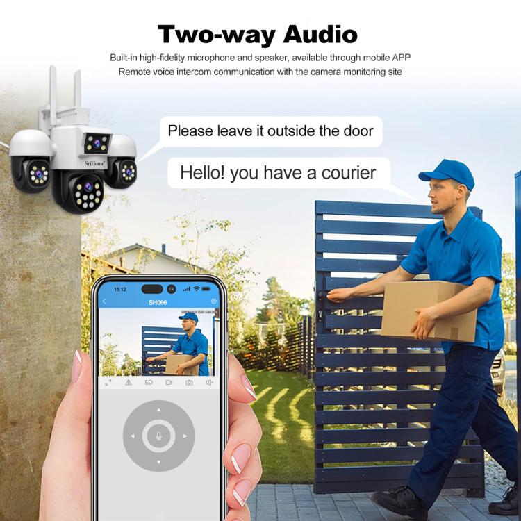 SriHome SH069 8MP 3X Digital Zoom HD Quad-lens Security Camera, Plug:EU Plug - Wireless Camera by SriHome | Online Shopping UK | buy2fix