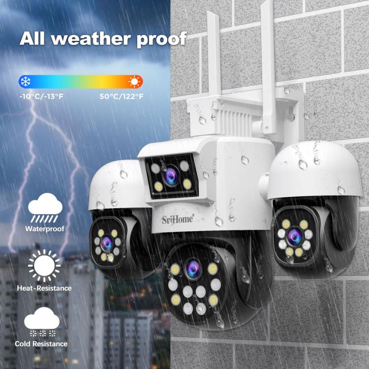 SriHome SH069 8MP 3X Digital Zoom HD Quad-lens Security Camera, Plug:AU Plug - Wireless Camera by SriHome | Online Shopping UK | buy2fix