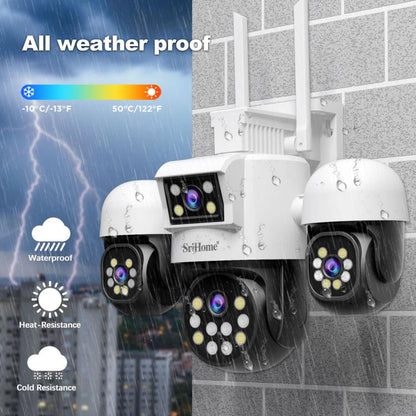 SriHome SH069 8MP 3X Digital Zoom HD Quad-lens Security Camera, Plug:US Plug - Wireless Camera by SriHome | Online Shopping UK | buy2fix
