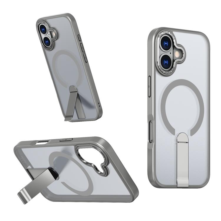 For iPhone 17 Star Shine Series TPU + PC MagSafe Phone Case with Fold Holder(Grey) - iPhone 17 Cases by buy2fix | Online Shopping UK | buy2fix