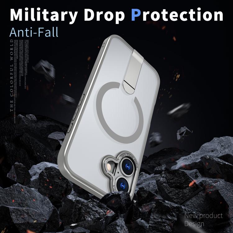 For iPhone 17 Star Shine Series TPU + PC MagSafe Phone Case with Fold Holder(Grey) - iPhone 17 Cases by buy2fix | Online Shopping UK | buy2fix