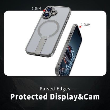 For iPhone 17 Star Shine Series TPU + PC MagSafe Phone Case with Fold Holder(Grey) - iPhone 17 Cases by buy2fix | Online Shopping UK | buy2fix