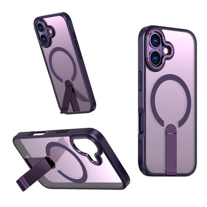 For iPhone 17 Star Shine Series TPU + PC MagSafe Phone Case with Fold Holder(Purple) - iPhone 17 Cases by buy2fix | Online Shopping UK | buy2fix