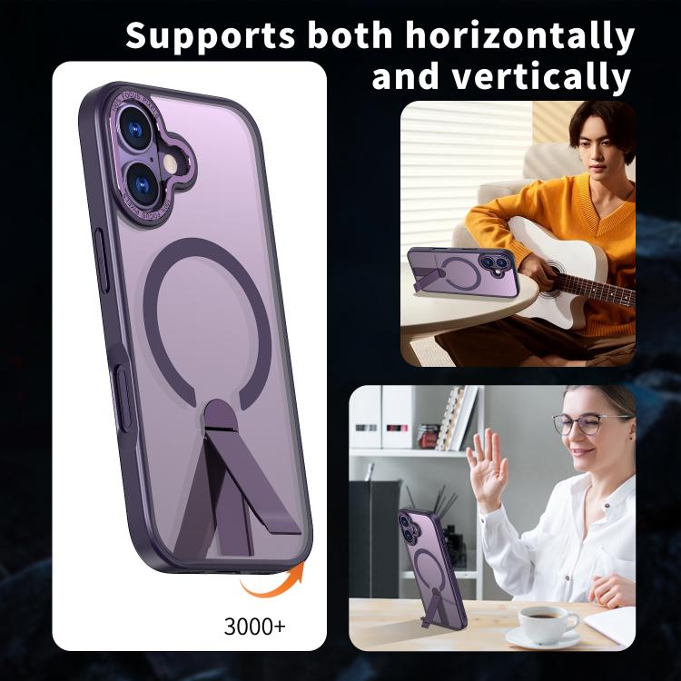 For iPhone 17 Star Shine Series TPU + PC MagSafe Phone Case with Fold Holder(Purple) - iPhone 17 Cases by buy2fix | Online Shopping UK | buy2fix