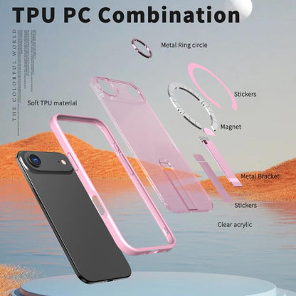 For iPhone Air Star Shine Series TPU + PC MagSafe Phone Case with Fold Holder(Pink) - iPhone Air Cases by buy2fix | Online Shopping UK | buy2fix
