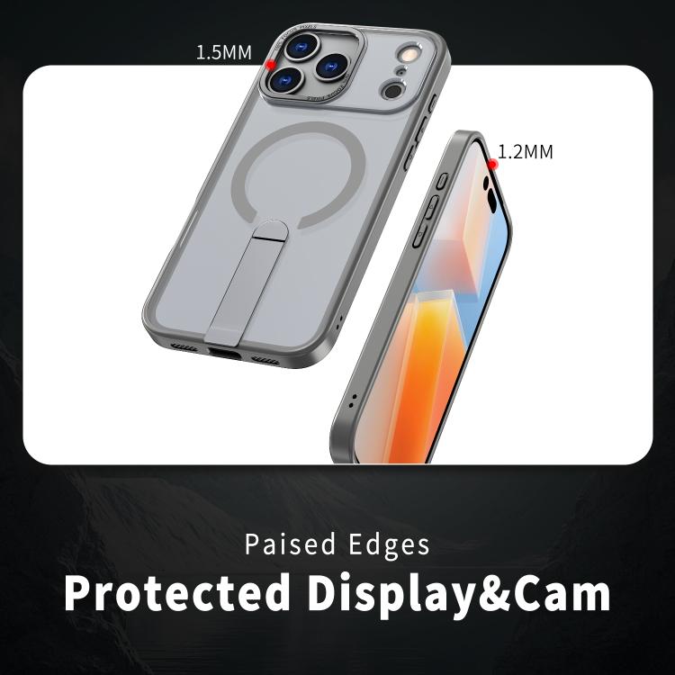 For iPhone 17 Pro Star Shine Series TPU + PC MagSafe Phone Case with Fold Holder(Grey) - iPhone 17 Pro Cases by buy2fix | Online Shopping UK | buy2fix