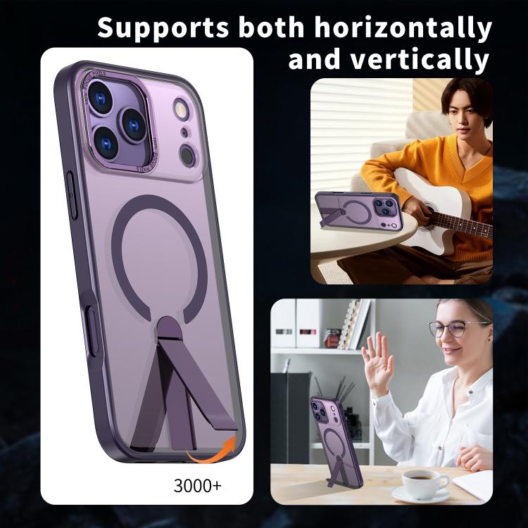 For iPhone 17 Pro Star Shine Series TPU + PC MagSafe Phone Case with Fold Holder(Purple) - iPhone 17 Pro Cases by buy2fix | Online Shopping UK | buy2fix