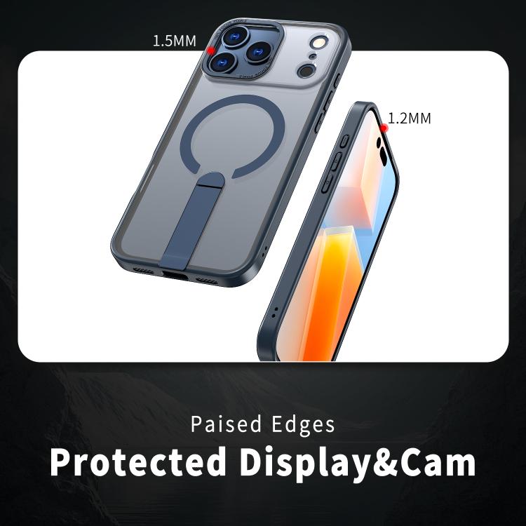 For iPhone 17 Pro Star Shine Series TPU + PC MagSafe Phone Case with Fold Holder(Navy Blue) - iPhone 17 Pro Cases by buy2fix | Online Shopping UK | buy2fix