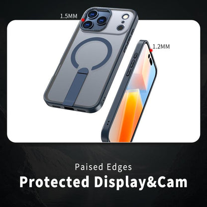 For iPhone 17 Pro Star Shine Series TPU + PC MagSafe Phone Case with Fold Holder(Navy Blue) - iPhone 17 Pro Cases by buy2fix | Online Shopping UK | buy2fix