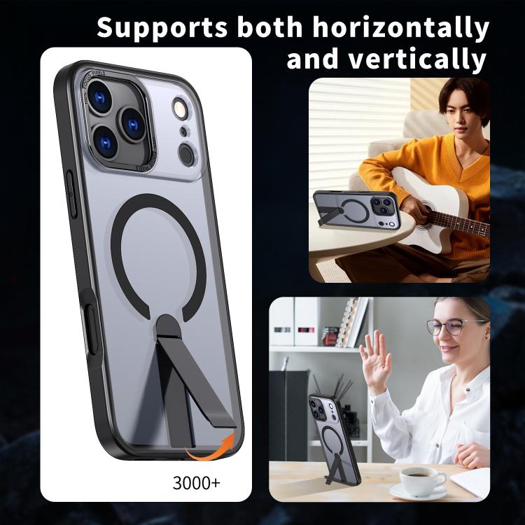 For iPhone 17 Pro Star Shine Series TPU + PC MagSafe Phone Case with Fold Holder(Black) - iPhone 17 Pro Cases by buy2fix | Online Shopping UK | buy2fix