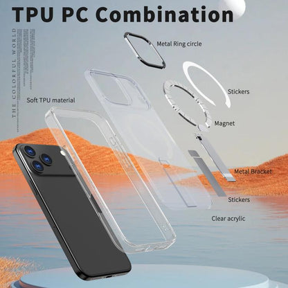 For iPhone 17 Pro Max Star Shine Series TPU + PC MagSafe Phone Case with Fold Holder(Transparent) - iPhone 17 Pro Max Cases by buy2fix | Online Shopping UK | buy2fix