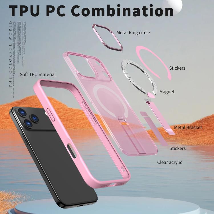 For iPhone 17 Pro Max Star Shine Series TPU + PC MagSafe Phone Case with Fold Holder(Pink) - iPhone 17 Pro Max Cases by buy2fix | Online Shopping UK | buy2fix