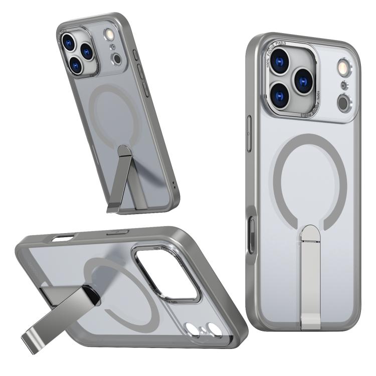 For iPhone 17 Pro Max Star Shine Series TPU + PC MagSafe Phone Case with Fold Holder(Grey) - iPhone 17 Pro Max Cases by buy2fix | Online Shopping UK | buy2fix