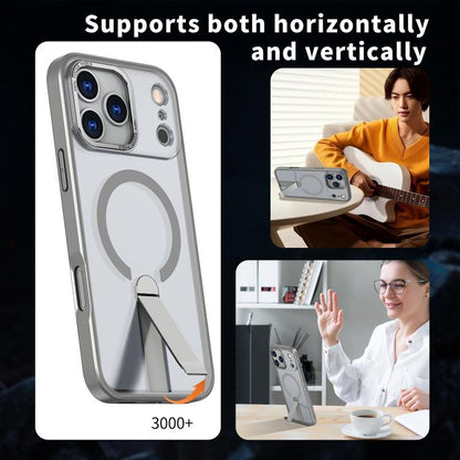 For iPhone 17 Pro Max Star Shine Series TPU + PC MagSafe Phone Case with Fold Holder(Grey) - iPhone 17 Pro Max Cases by buy2fix | Online Shopping UK | buy2fix