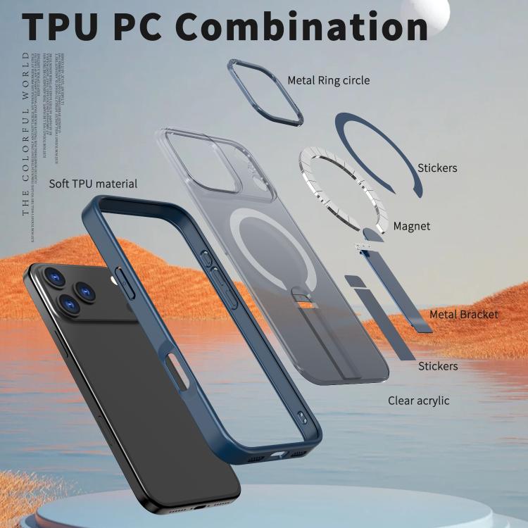 For iPhone 17 Pro Max Star Shine Series TPU + PC MagSafe Phone Case with Fold Holder(Navy Blue) - iPhone 17 Pro Max Cases by buy2fix | Online Shopping UK | buy2fix