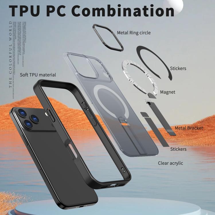 For iPhone 17 Pro Max Star Shine Series TPU + PC MagSafe Phone Case with Fold Holder(Black) - iPhone 17 Pro Max Cases by buy2fix | Online Shopping UK | buy2fix