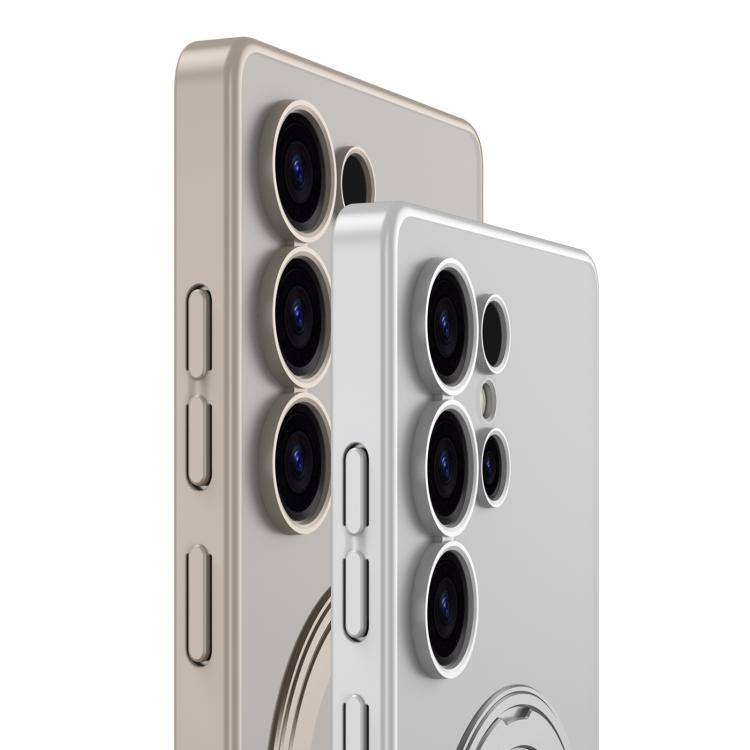 For Samsung Galaxy S25 Ultra 5G Frosted Skin-feel Magnetic Rotating Holder Phone Case, Not Included Pen(Gray) - Galaxy S25 Ultra 5G Cases by GKK | Online Shopping UK | buy2fix