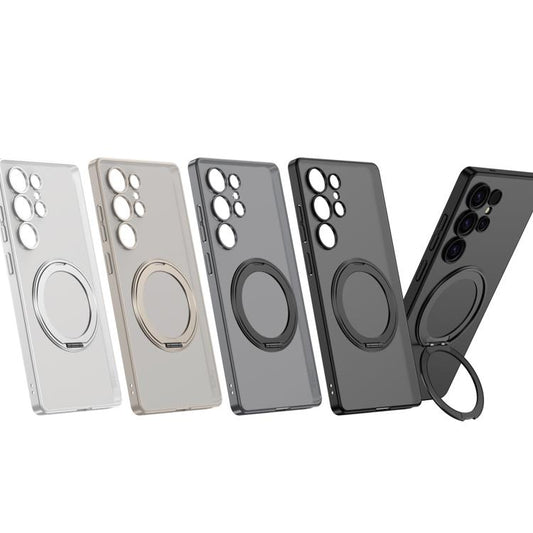 For Samsung Galaxy S25 Ultra 5G Frosted Skin-feel Magnetic Rotating Holder Phone Case, Not Included Pen(Titanium Gray) - Galaxy S25 Ultra 5G Cases by GKK | Online Shopping UK | buy2fix