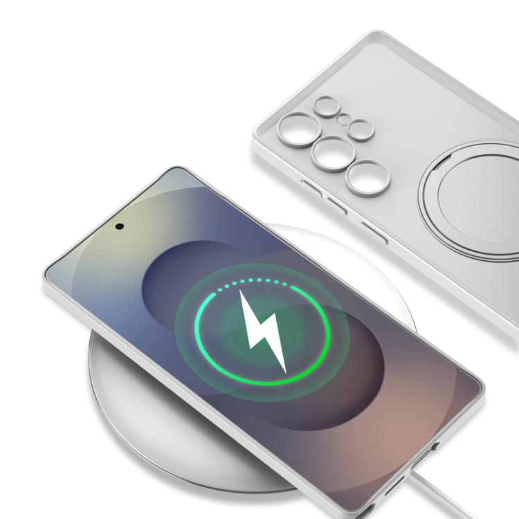 For Samsung Galaxy S24 Ultra 5G Frosted Skin-feel Magnetic Rotating Holder Phone Case, Not Included Pen(Black) - Galaxy S24 Ultra 5G Cases by GKK | Online Shopping UK | buy2fix