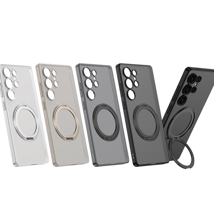 For Samsung Galaxy S24 Ultra 5G Frosted Skin-feel Magnetic Rotating Holder Phone Case, Not Included Pen(Titanium Gray) - Galaxy S24 Ultra 5G Cases by GKK | Online Shopping UK | buy2fix