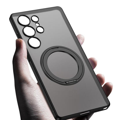 For Samsung Galaxy S23 Ultra 5G Frosted Skin-feel Magnetic Rotating Holder Phone Case, Not Included Pen(Black) - Galaxy S23 Ultra 5G Cases by GKK | Online Shopping UK | buy2fix