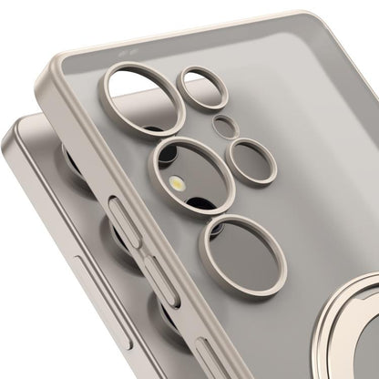 For Samsung Galaxy S23 Ultra 5G Frosted Skin-feel Magnetic Rotating Holder Phone Case, Not Included Pen(Black) - Galaxy S23 Ultra 5G Cases by GKK | Online Shopping UK | buy2fix