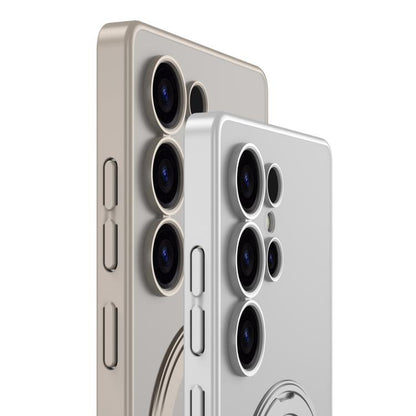 For Samsung Galaxy S23 Ultra 5G Frosted Skin-feel Magnetic Rotating Holder Phone Case, Not Included Pen(Silver) - Galaxy S23 Ultra 5G Cases by GKK | Online Shopping UK | buy2fix