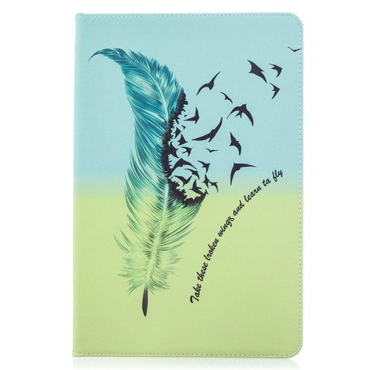 For Samsung Galaxy Tab S8 / Galaxy Tab S7 T870 Colored Drawing Pattern Horizontal Flip Leather Case with Holder & Card Slots & Wallet(Feather Bird) by buy2fix