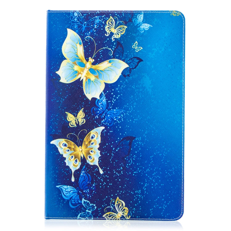 For Samsung Galaxy Tab S8 / Galaxy Tab S7 T870 Colored Drawing Pattern Horizontal Flip Leather Case with Holder & Card Slots & Wallet(Golden Butterfly) by buy2fix