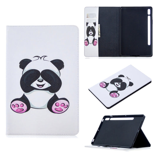 For Samsung Galaxy Tab S8 / Galaxy Tab S7 T870 Colored Drawing Pattern Horizontal Flip Leather Case with Holder & Card Slots & Wallet(Panda) by buy2fix