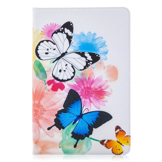 For Samsung Galaxy Tab S8 / Galaxy Tab S7 T870 Colored Drawing Pattern Horizontal Flip Leather Case with Holder & Card Slots & Wallet(Two Butterflies) by buy2fix